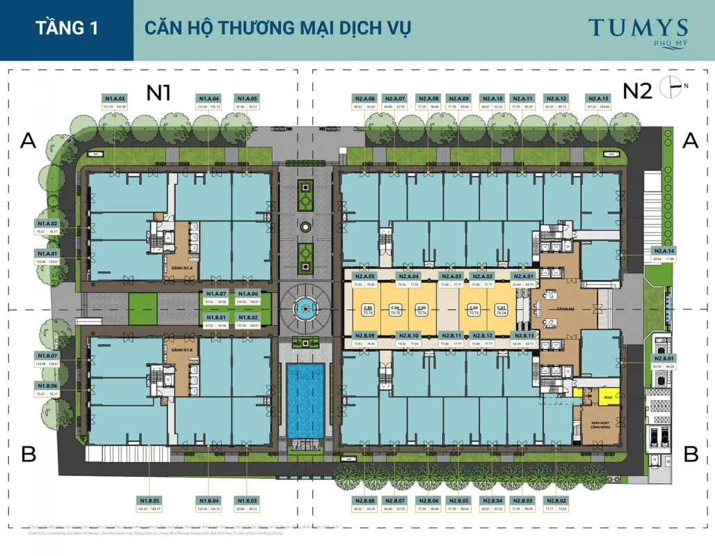 Sơ đồ căn hộ Tumys Homes Phú Mỹ theo tầng