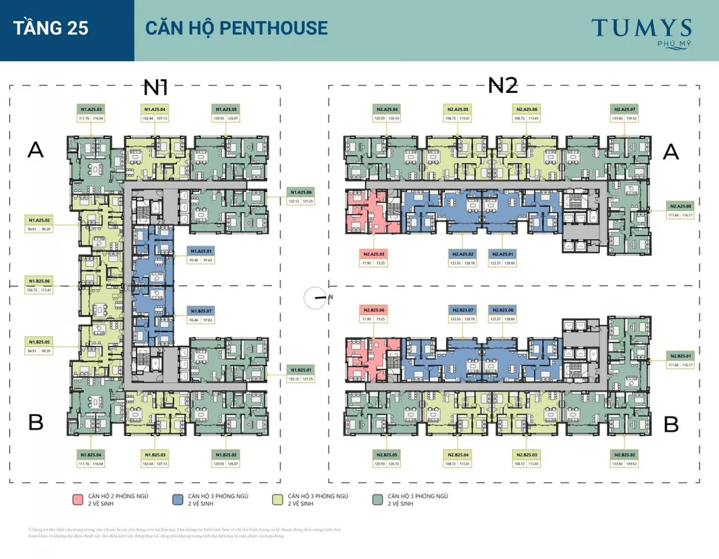 Sơ đồ căn hộ Tumys Homes Phú Mỹ theo tầng
