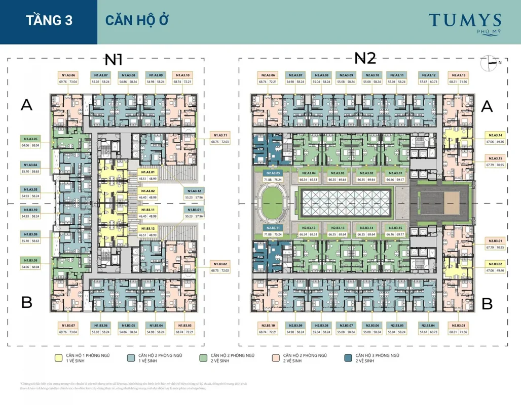Sơ đồ căn hộ Tumys Homes Phú Mỹ theo tầng