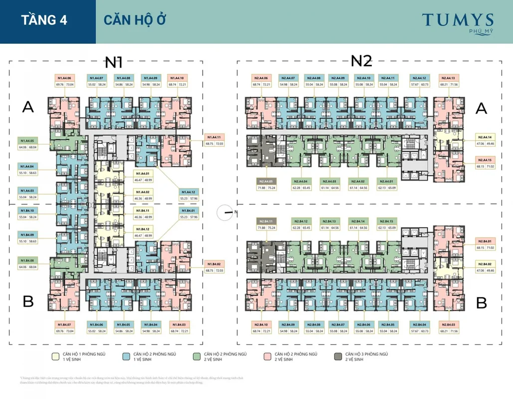 Sơ đồ căn hộ Tumys Homes Phú Mỹ theo tầng
