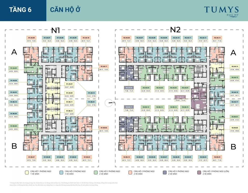 Sơ đồ căn hộ Tumys Homes Phú Mỹ theo tầng