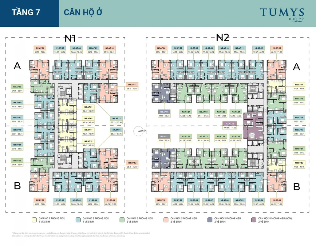 Sơ đồ căn hộ Tumys Homes Phú Mỹ theo tầng