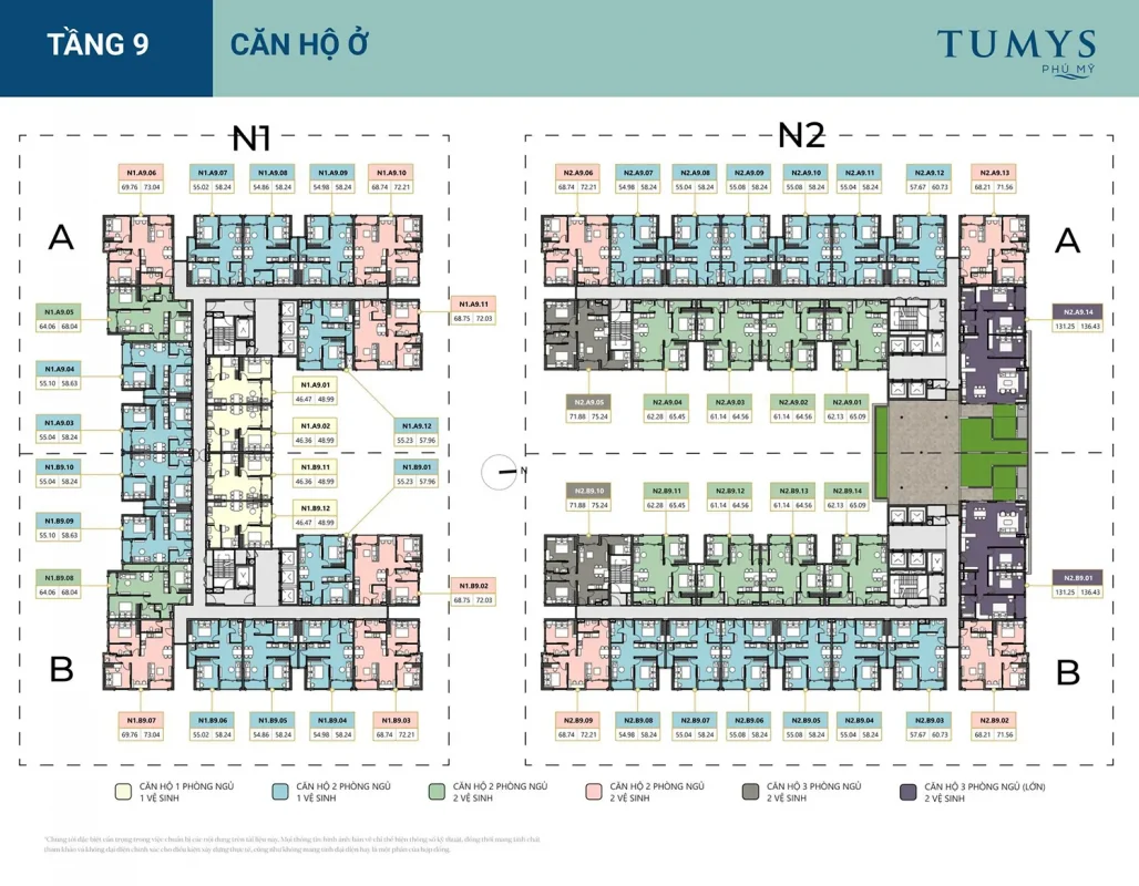 Sơ đồ căn hộ Tumys Homes Phú Mỹ theo tầng